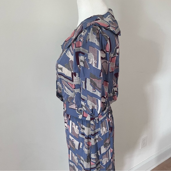 Tucker Retro Geometric Print Silk Dress |Size Small| - Picture 4 of 6